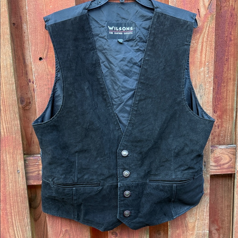 Wilson Men's Black Suede Leather Vest Size L